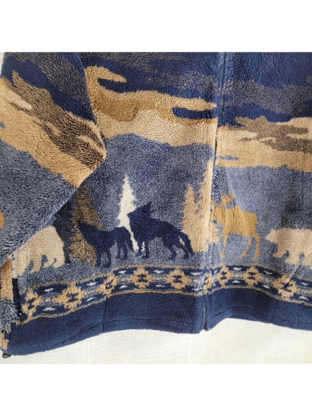 Vintage Black Mountain Full Zip Fleece Jacket Womens 2X XXL Wolves Moose Y2K - Picture 3 of 8